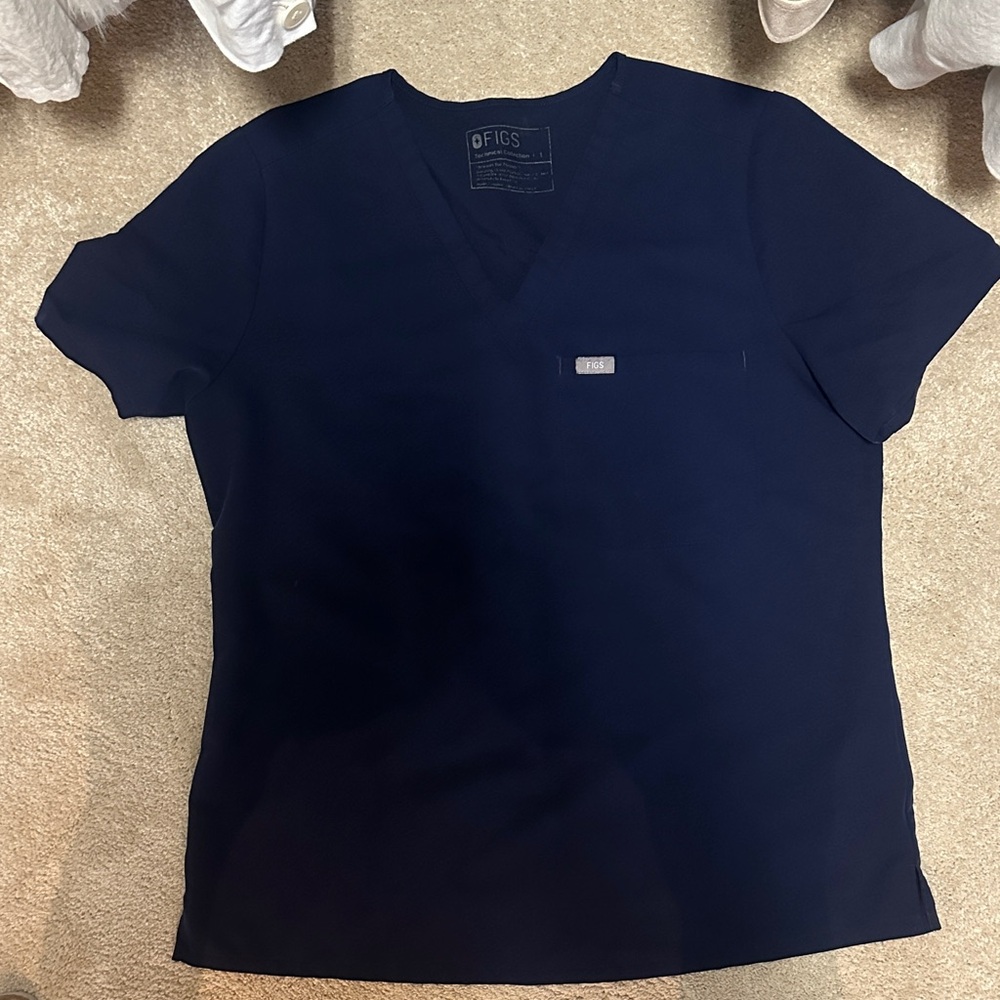 Figs Deep Blue V-Neck Scrub Top and Livingston pants (NOT high waisted)